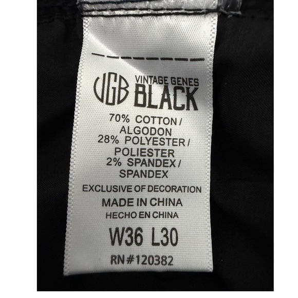 VGB Vintage Genes Black Men's Slim Fit Comfort Black Denim Jeans W36X30L New - Picture 9 of 11